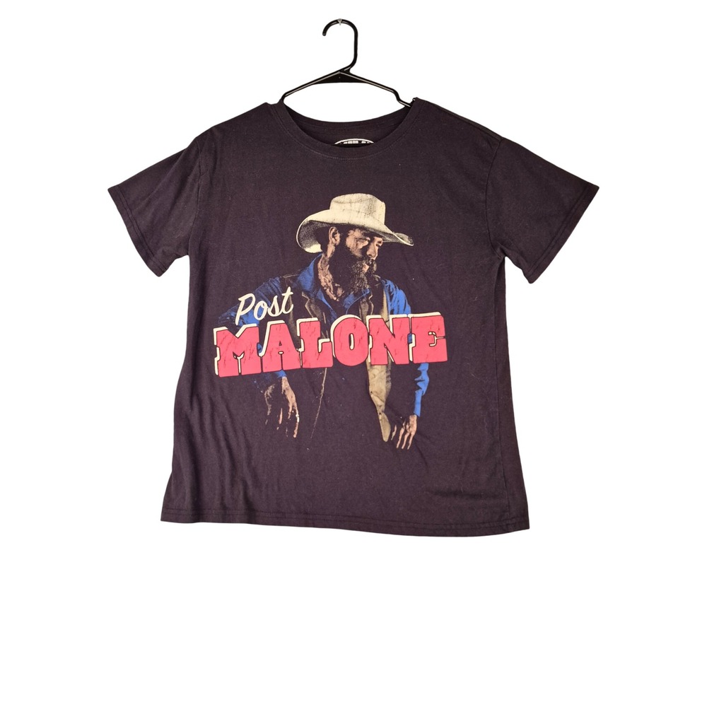 Post Malone Graphic T-Shirt Cowboy Western Artist Merch Black Short Sleeve Sz M